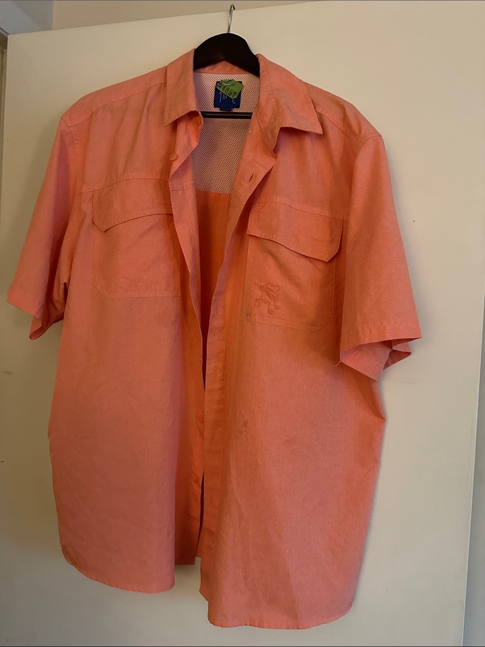 Guy Harvey Men's Short Sleeve Button-Down Shirt - Coral/Peach